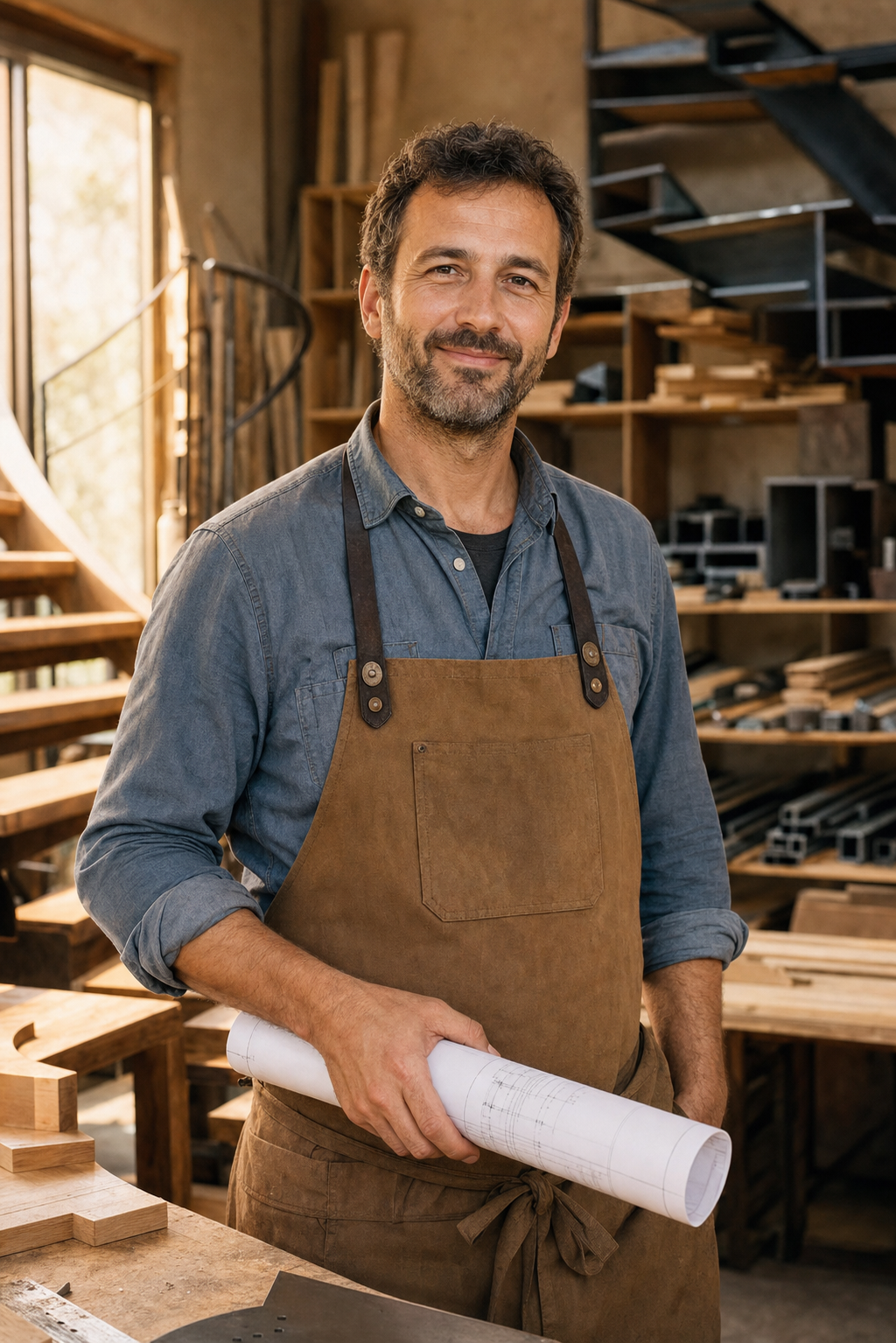 Alexandre Robin, artisan escaliéteur, dans son atelier de Vichy